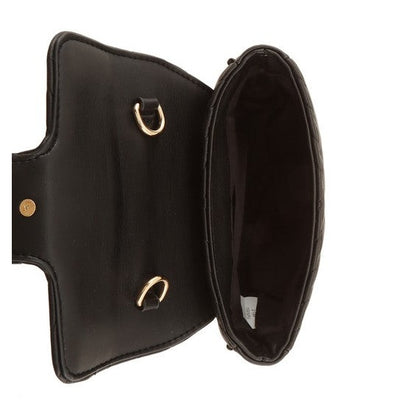 Chevron Quilted CG Buckle Crossbody Bag – Faux Leather in Black