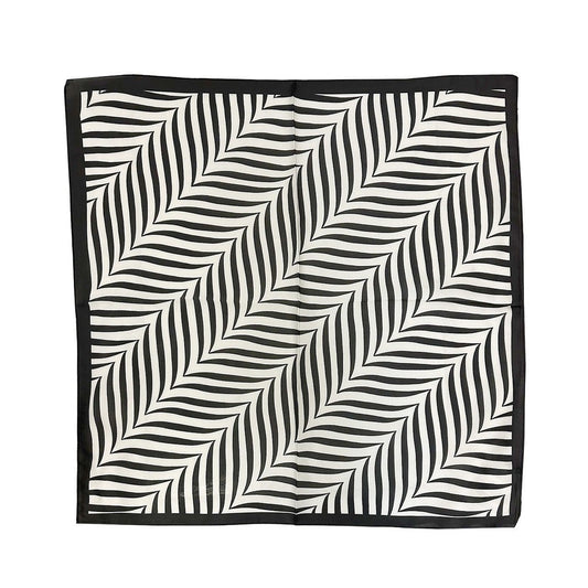 Striped Print Square Scarf in Black