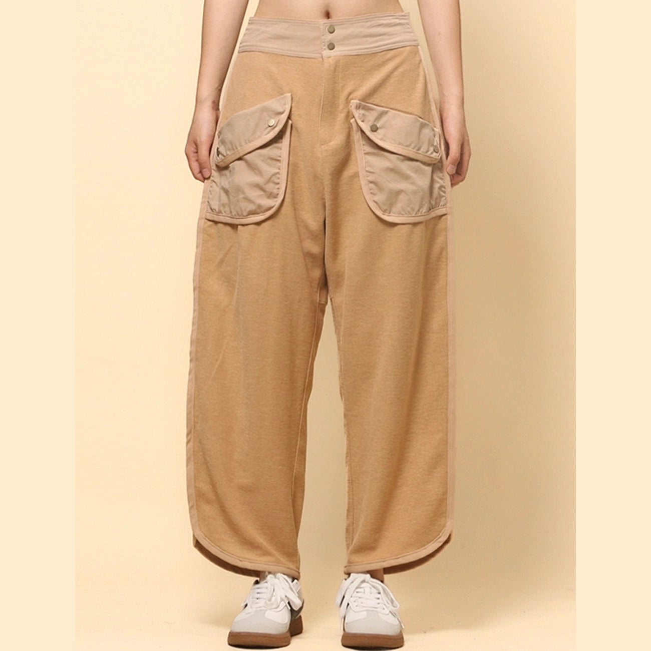 Kama Flap Pocket Wide Leg Pants in White, Oat and Navy