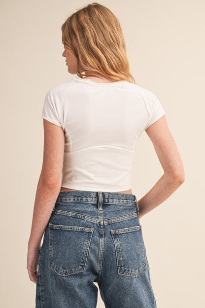 White Exposed Edges Short Sleeve Tee