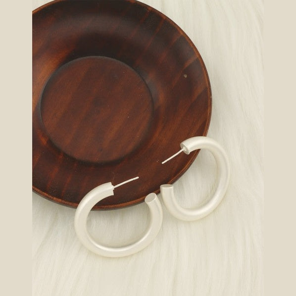 Smooth Polished Chunky Hoop Earrings in Matte Gold & Silver