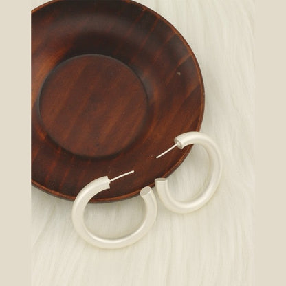 Smooth Polished Chunky Hoop Earrings in Matte Gold & Silver