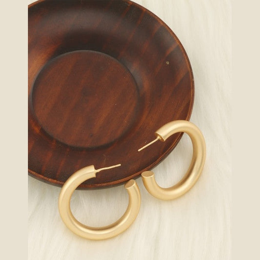 Smooth Polished Chunky Hoop Earrings in Matte Gold & Silver
