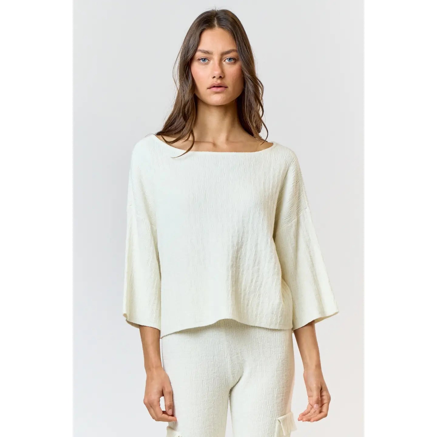 Lalavon Boat Neck Sweater in Cream