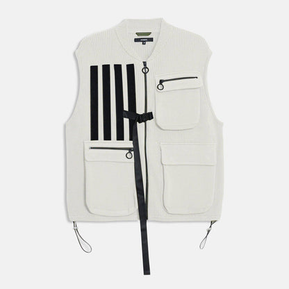 Homme Sweater Utility Vest w/ Bellow Pockets in Off White