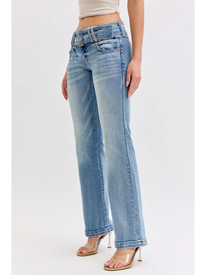 Low Rise Flare Jean with Denim Belt