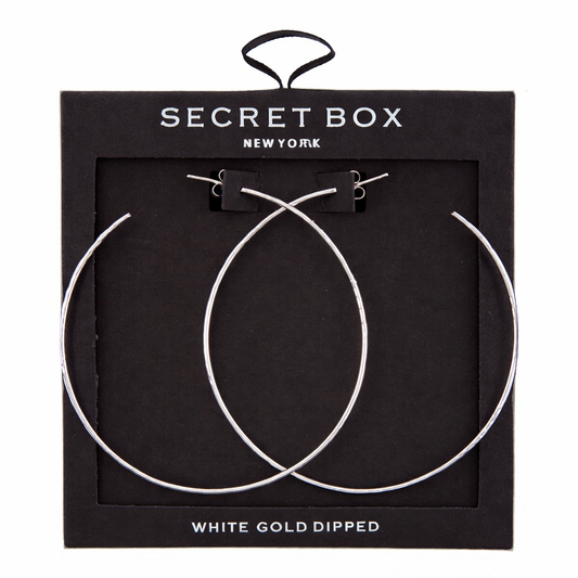 14K White Gold Dipped Hoop Earrings – 60mm