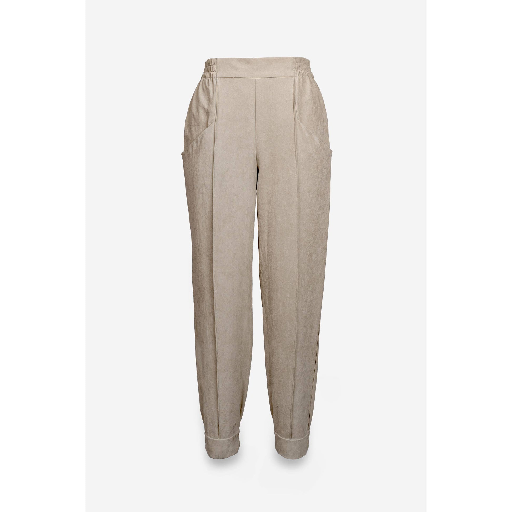 Tapered Soft Matte Jogger Pants in Beige - Jaunts Boutique 