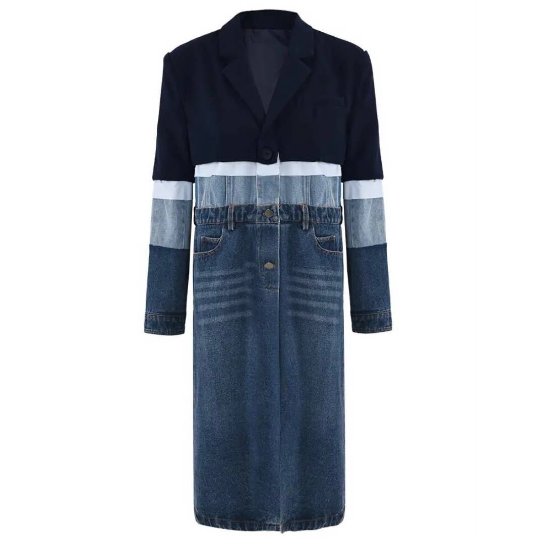 Denim Mixed-Media Trench Coat – Luxe Collection - Jaunts Boutique 