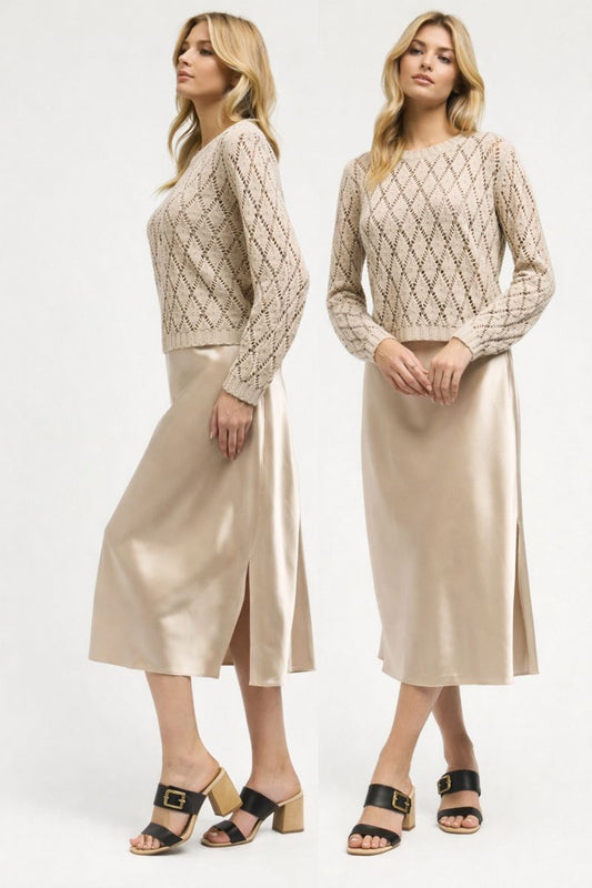 Chunky Pointelle Sweater & Cami Dress Set