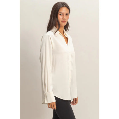 Satin Button-Up Shirt – Whip Cream