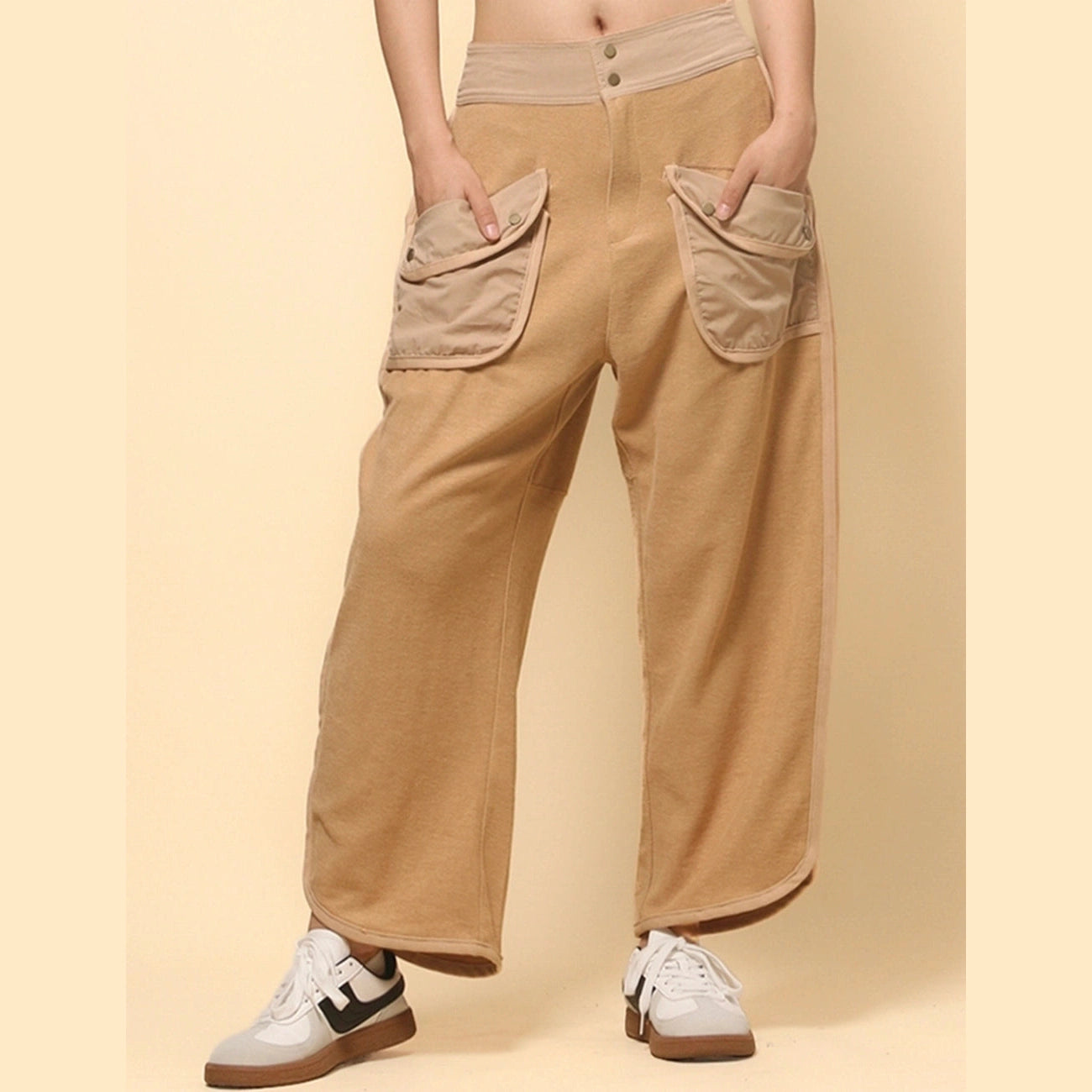 Kama Flap Pocket Wide Leg Pants in White, Oat and Navy