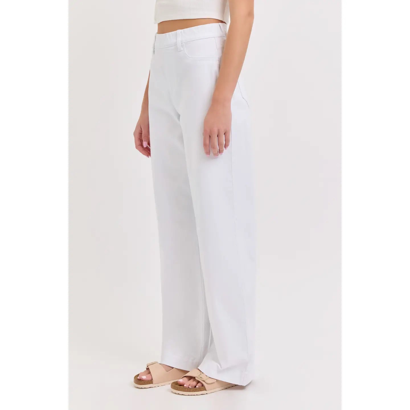 High Rise Pull-On Wide Leg Denim in White