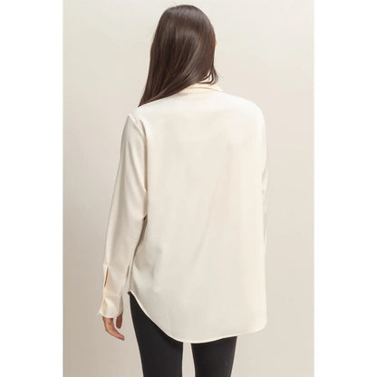 Satin Button-Up Shirt – Whip Cream