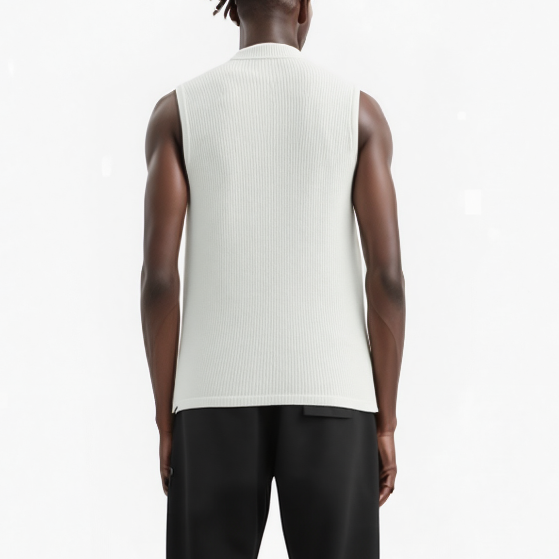Homme Sweater Utility Vest w/ Bellow Pockets in Off White