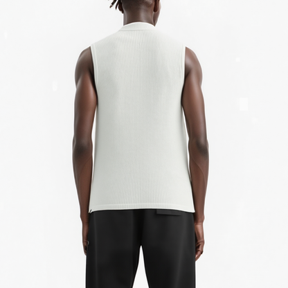 Homme Sweater Utility Vest w/ Bellow Pockets in Off White