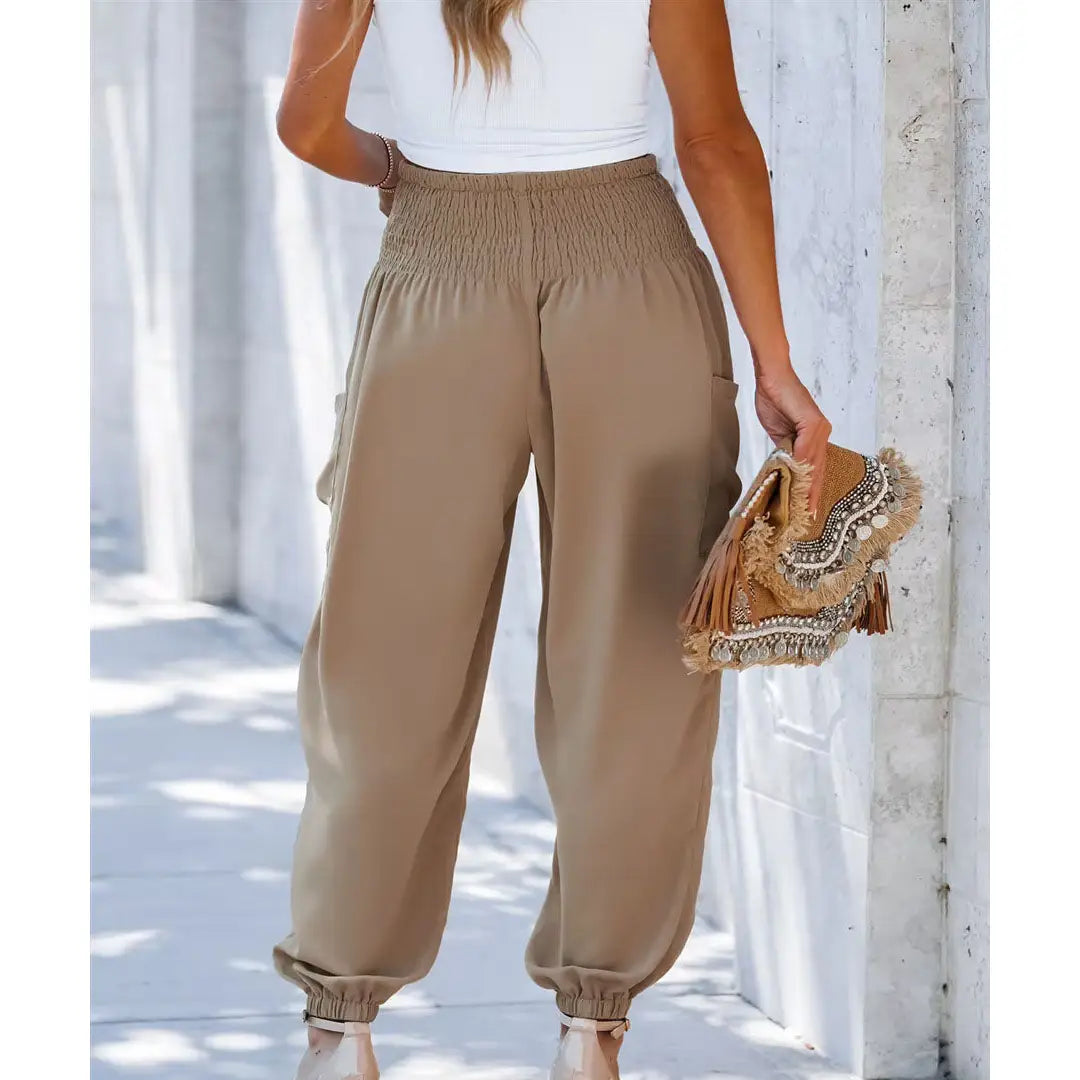 Kama High Waist Loose Style Pant in Khaki