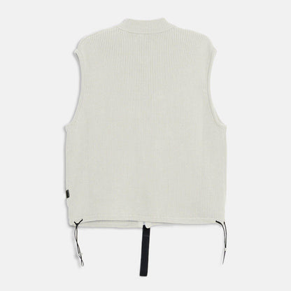 Homme Sweater Utility Vest w/ Bellow Pockets in Off White