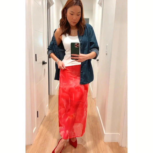 Bloom Mesh Midi Skirt - Maxi Roses