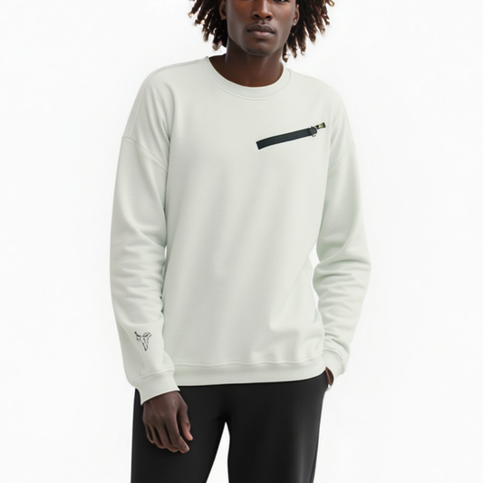 Homme Zipper Chest Pocket Sweatshirt in Off White