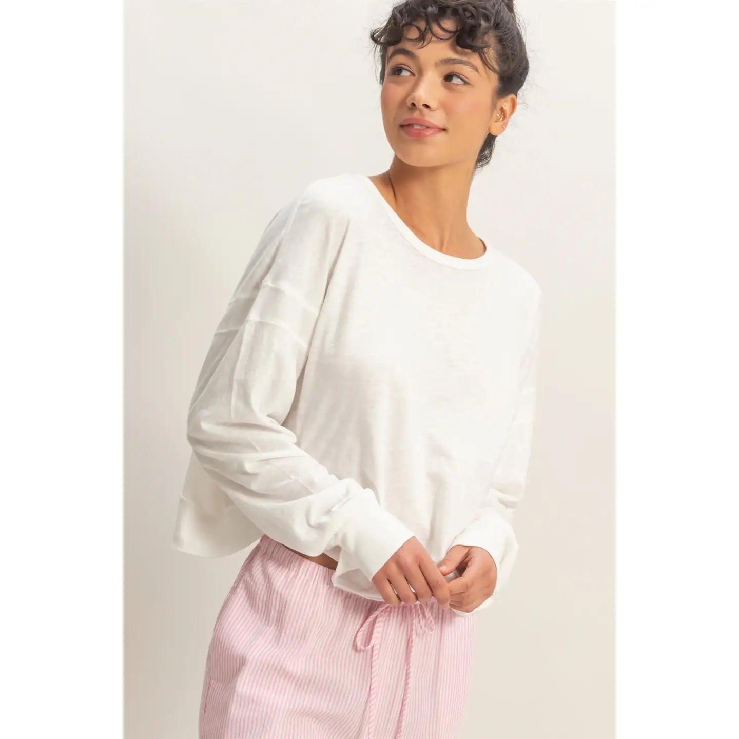 Cross Detail Open Back Long-Sleeve Top - White