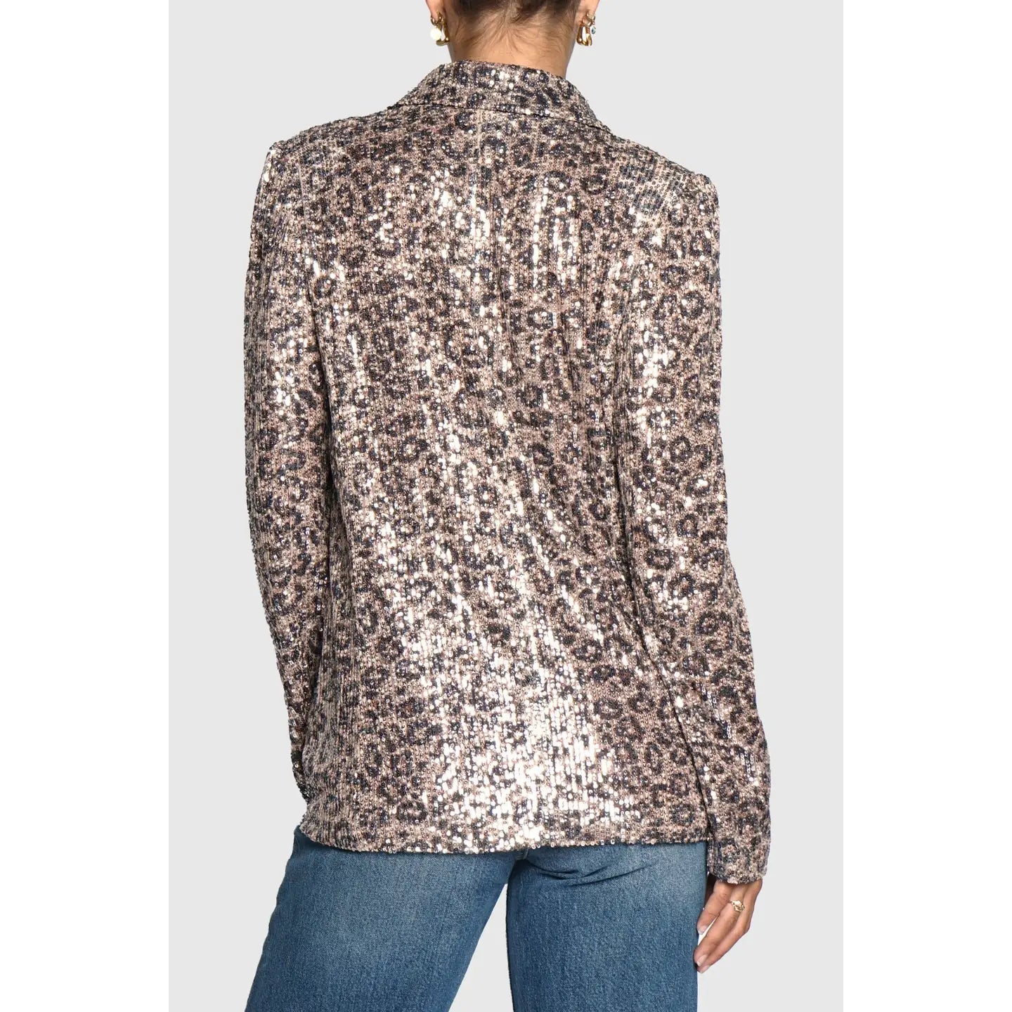 Leopard Print Sequin Blazer - Jaunts Boutique 