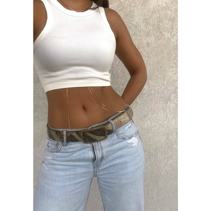 Kallyn Genuine Cowhide Leather Belt – Gold Zebra Fur - Jaunts Boutique 