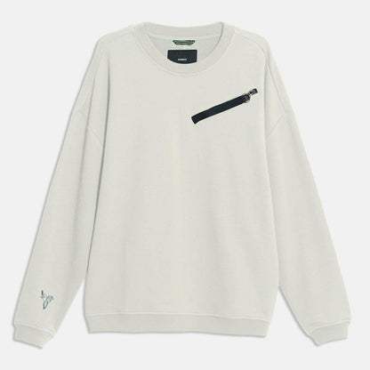 Homme Zipper Chest Pocket Sweatshirt in Off White