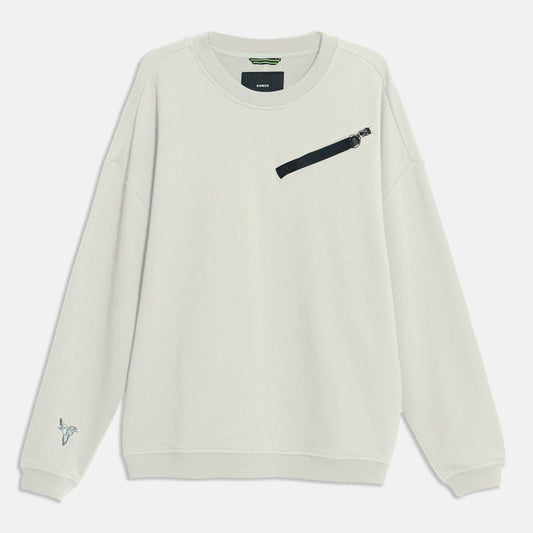 Homme Zipper Chest Pocket Sweatshirt in Off White