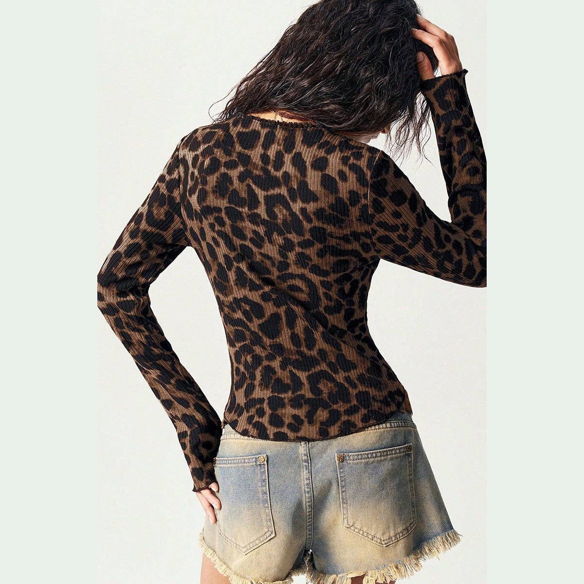 Animal Print Button-Front Blouse: LEOPARD / S - Jaunts Boutique 