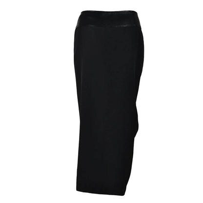 PU-Knit Maxi Skirt with Front Zip in Black – Luxe Collection - Jaunts Boutique 