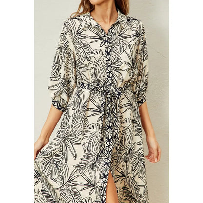 Dress Forum Tropical Border Long Sleeve Shirt Dress in Maui Sand