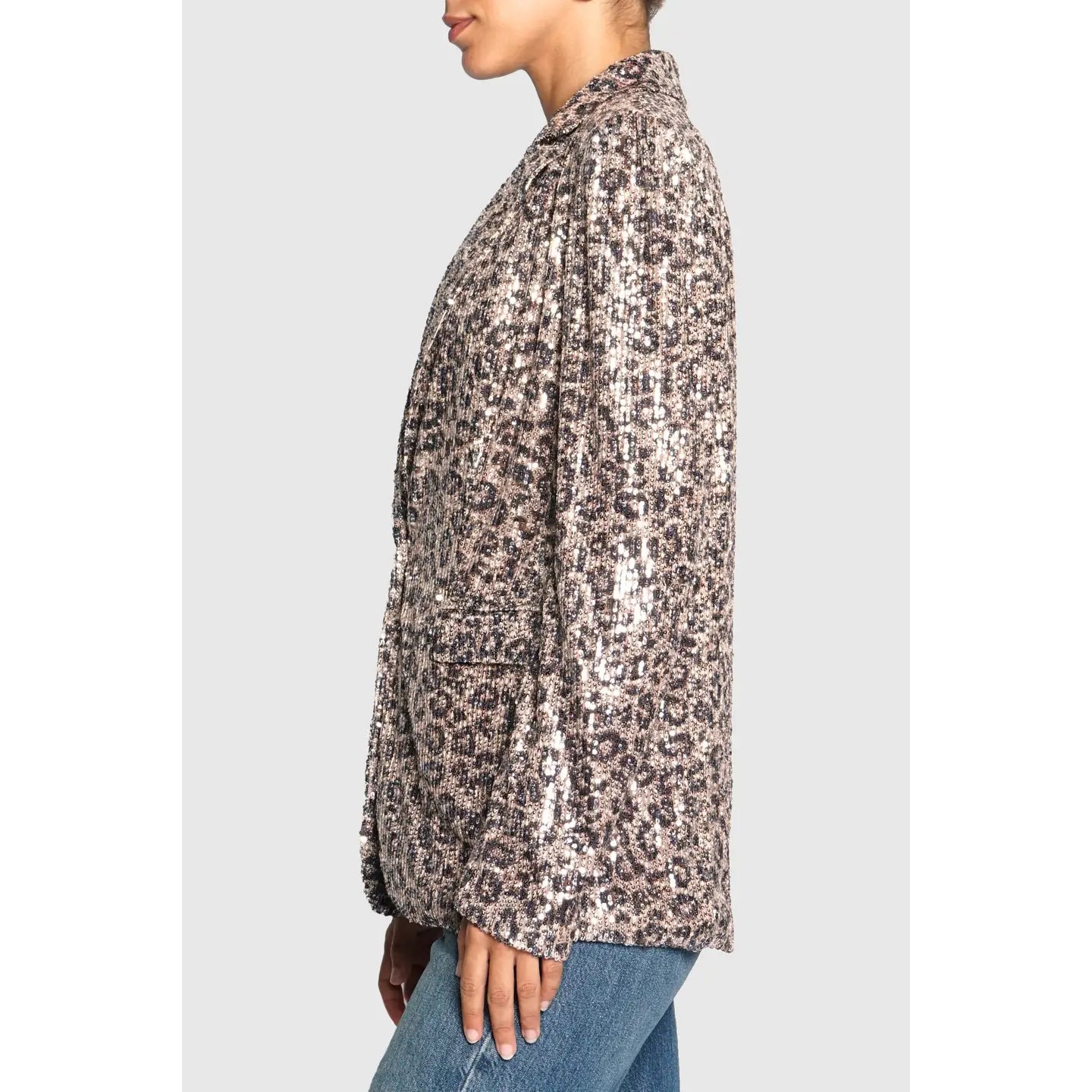 Leopard Print Sequin Blazer - Jaunts Boutique 