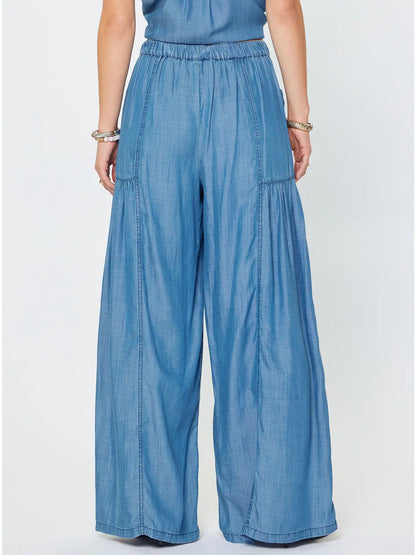 Chambray Wide Leg Palazzo Pants