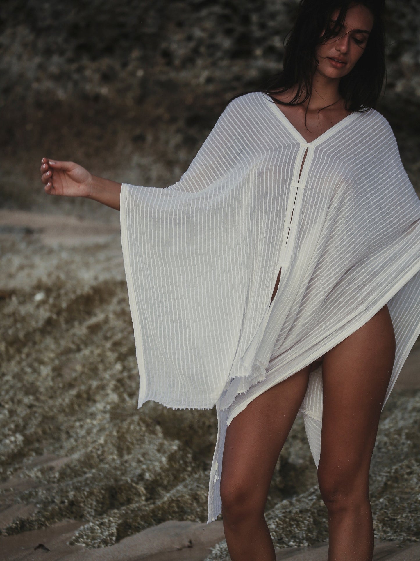 Ava Kimono Kaftan - White Stripes. Website exclusive · Ships direct!