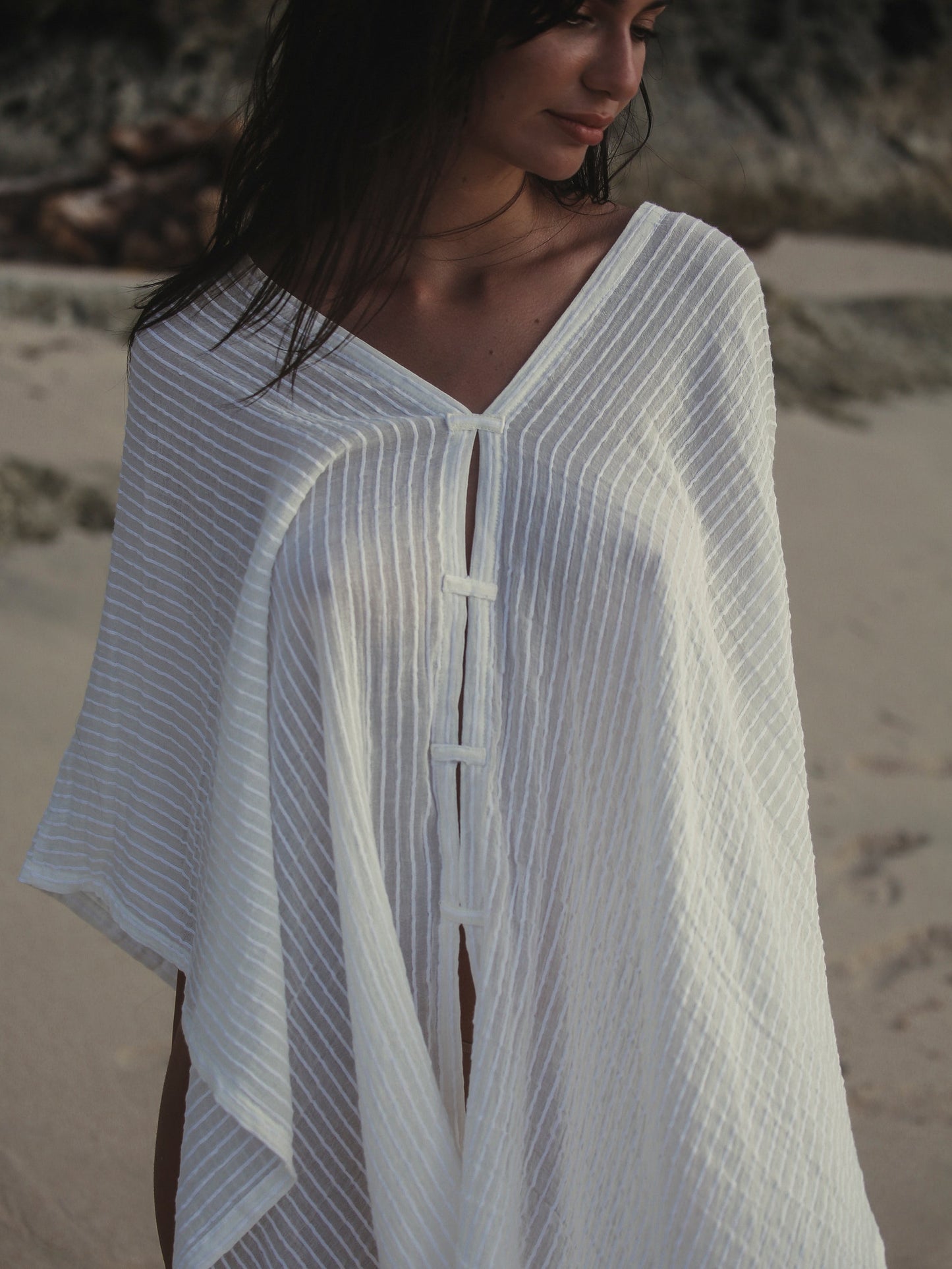 Ava Kimono Kaftan - White Stripes. Website exclusive · Ships direct!
