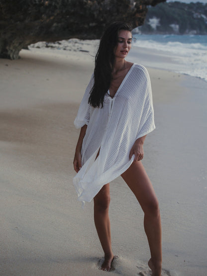 Ava Kimono Kaftan - White Stripes. Website exclusive · Ships direct!