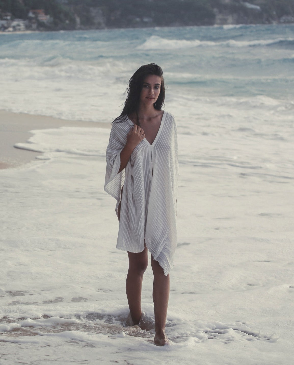 Ava Kimono Kaftan - White Stripes. Website exclusive · Ships direct!