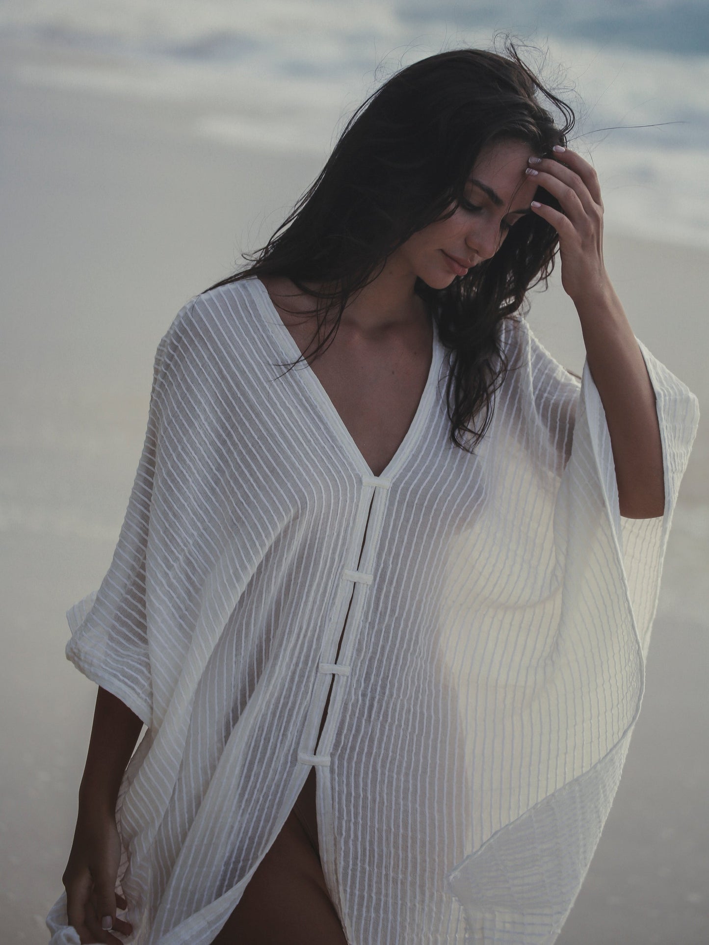 Ava Kimono Kaftan - White Stripes. Website exclusive · Ships direct!