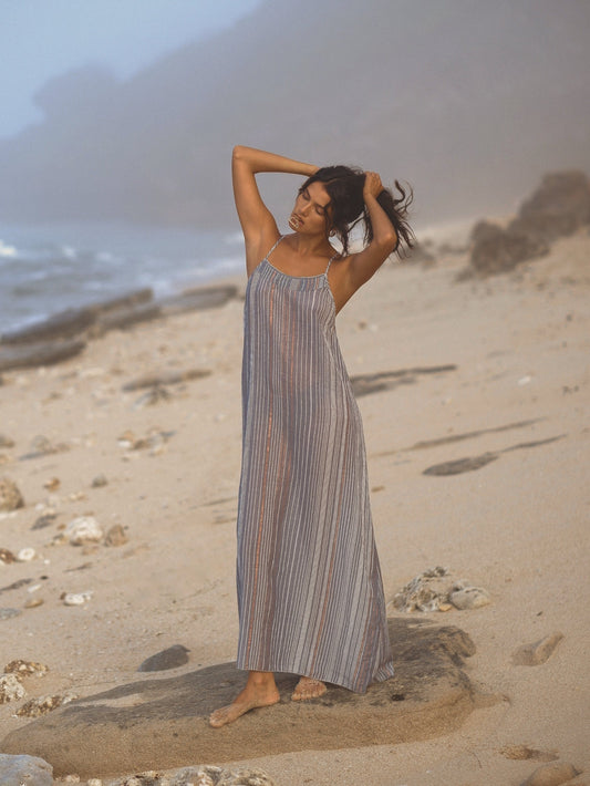 Canggu Maxi Dress - Navy bronze metallic thread. Website exclusive · Ships direct!