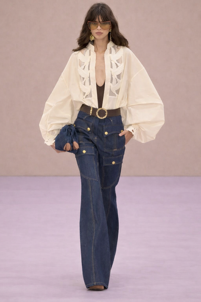 Stretch Utility Wide-Leg Denim