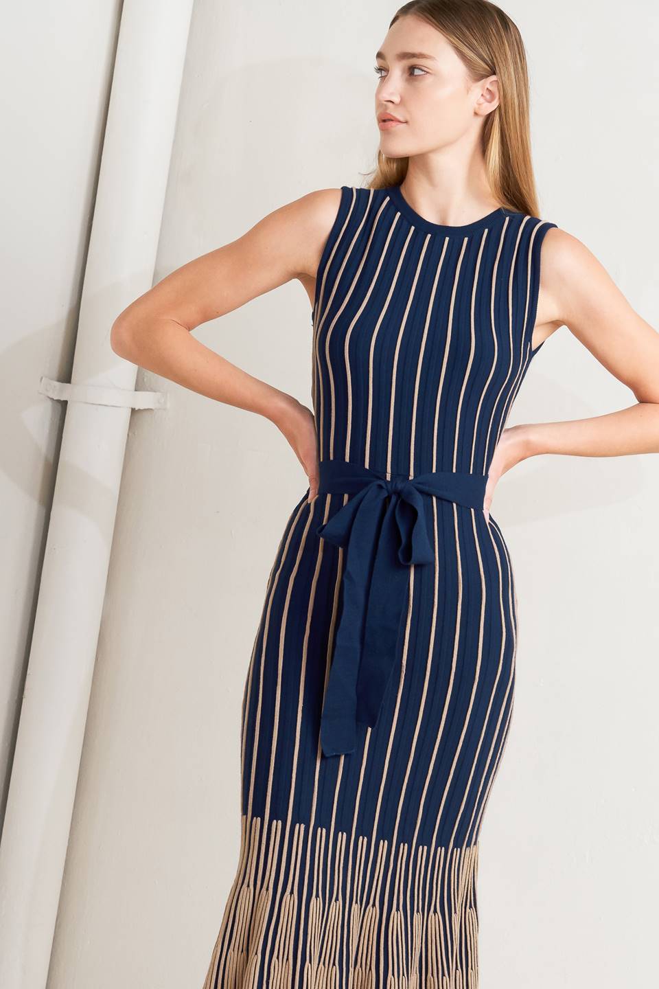 SMOOTH WEIGHTED FEEL KNIT SLEEVELESS MIDI DRESS. Website exclusive · Ships direct!