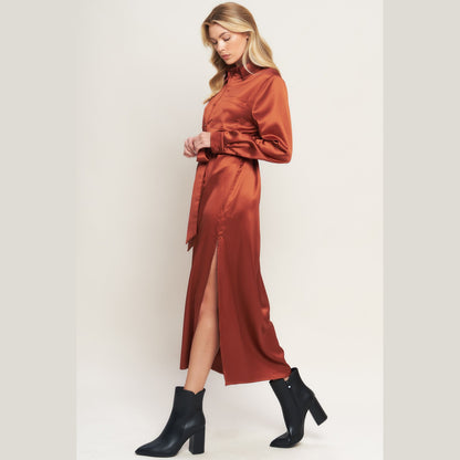IT'S YOUR PLACE WOVEN LONG SLEEVE MIDI DRESS. Website exclusive · Ships direct!