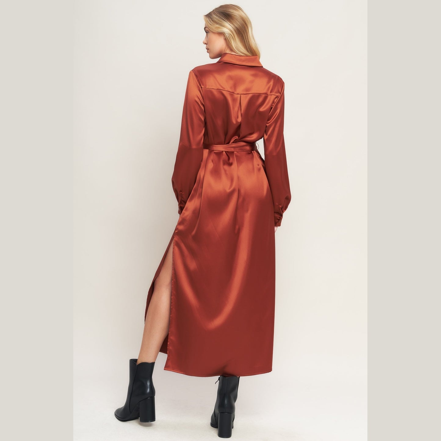IT'S YOUR PLACE WOVEN LONG SLEEVE MIDI DRESS. Website exclusive · Ships direct!