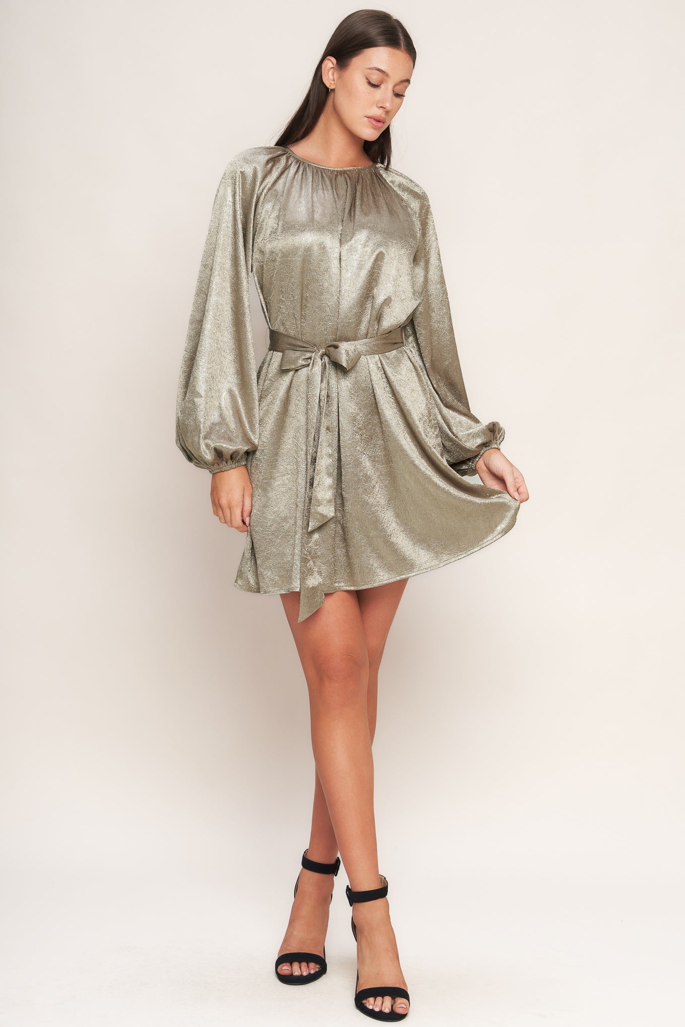 MOONRISE HAZE WOVEN LONG SLEEVE MINI DRESS. Website exclusive · Ships direct!