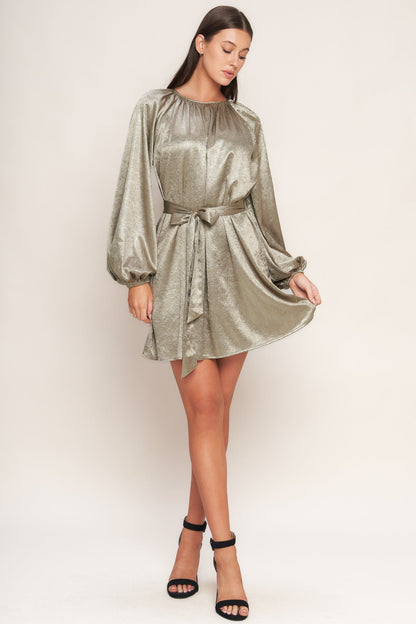 MOONRISE HAZE WOVEN LONG SLEEVE MINI DRESS. Website exclusive · Ships direct!