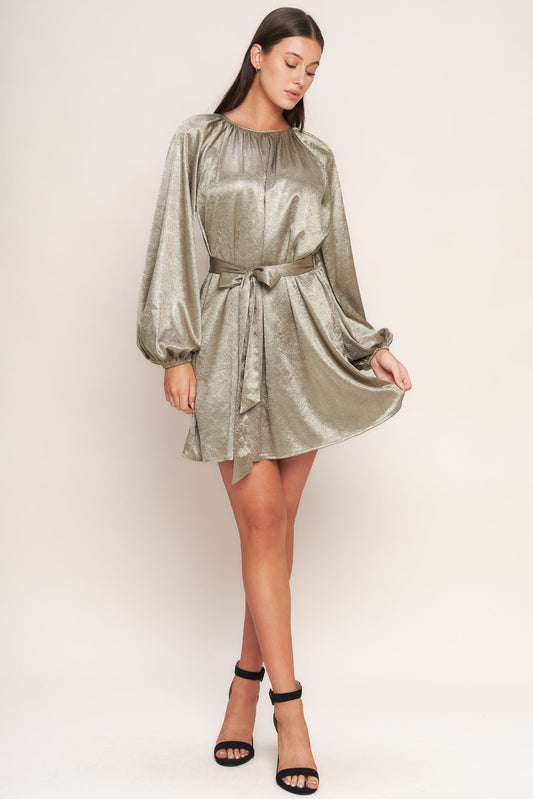 MOONRISE HAZE WOVEN LONG SLEEVE MINI DRESS. Website exclusive · Ships direct!