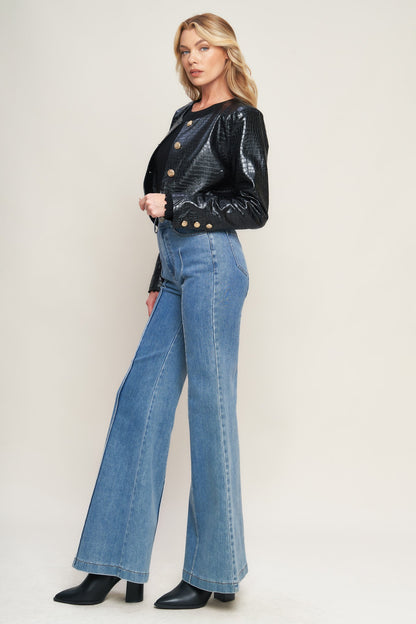 AT THE START FAUX LEATHER BOLERO JACKET. Website exclusive · Ships direct!