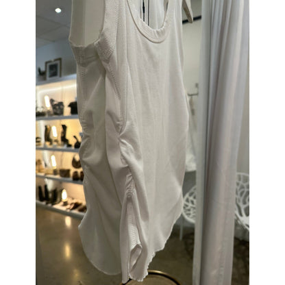 Mila Los Angeles Rushed Side Tank Top in White & Black - Jaunts Boutique 