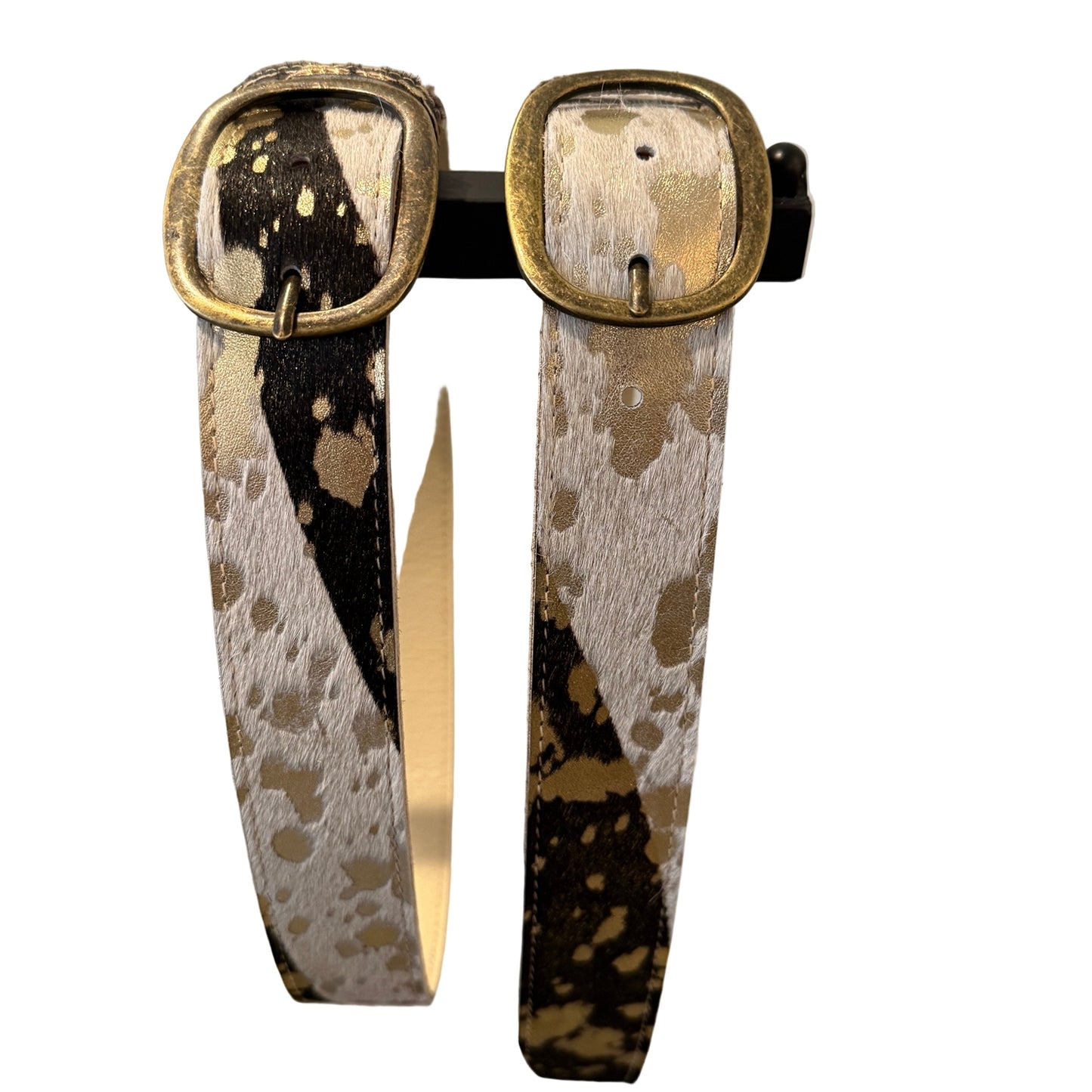 Kallyn Genuine Cowhide Leather Belt – Gold Zebra Fur - Jaunts Boutique 
